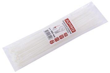 Хомут пластиковый 5х400 APRO белый (100 шт) 4370 фото