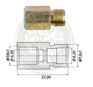 Перехідник з &Oslash;8 на &Oslash;6 РВ M10x1/РН М12х1 латунь з гумкою для редуктора Tomasetto Artic (Atiker) 0941 фото
